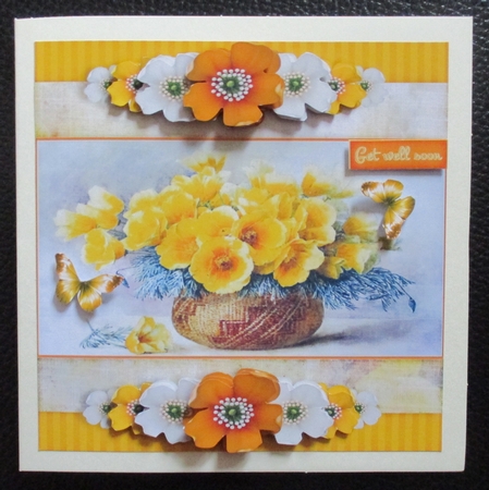Vintage Stripes and Flowers yellow 1208 by Davina Rundle