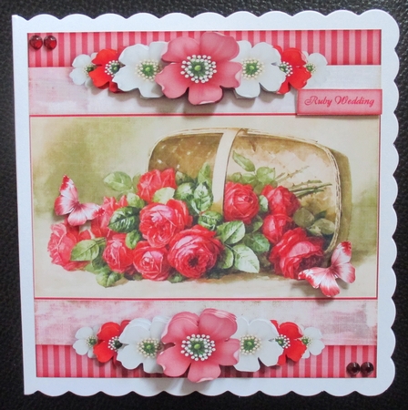 Vintage Stripes and Flowers red 1209 by Davina Rundle