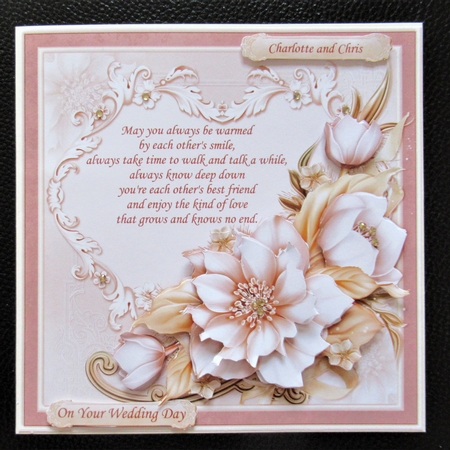 CREAM & GOLD FLORALS Wedding Anniversary Engagement Decoupage & Insert Mini Kit by Davina Rundle
