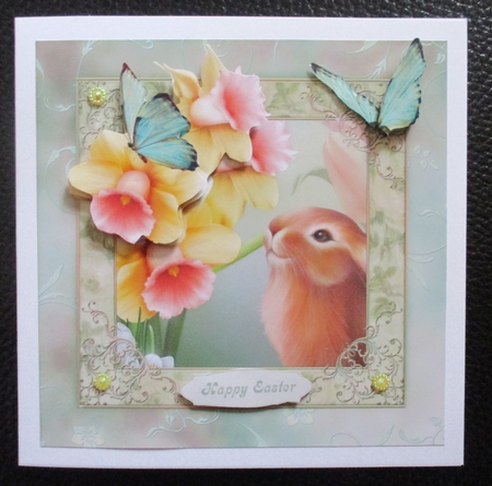 Bunny with Spring Flowers Topper with Decoupage by Davina Rundle