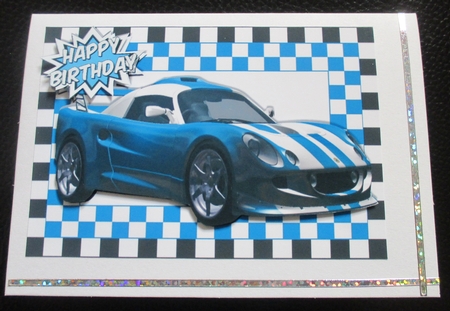 Blue racer in check frame for the big boys A5 by Davina Rundle