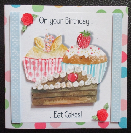 Cupcakes birthday card topper for 6 x 6 card by Davina Rundle