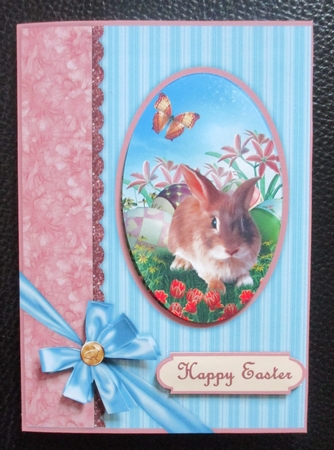 Colorful Easter Eggs and Rabbit Easy Card Front by Davina Rundle