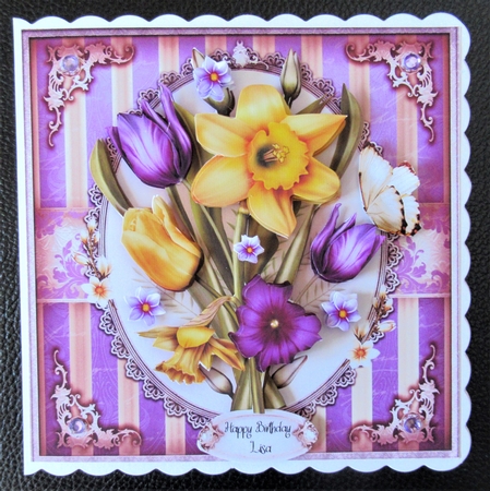 Spring Daffodils Tulips Bouquet Card Mini Kit by Davina Rundle