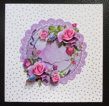 Lilac Moonlight Rose Scalloped Round Topper & Decoupage by Davina Rundle