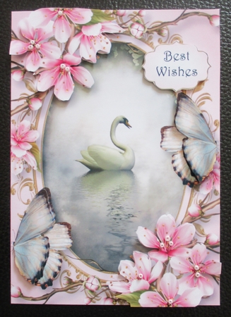 Swan, Butterflies & Cherry Blossom A5 by Davina Rundle
