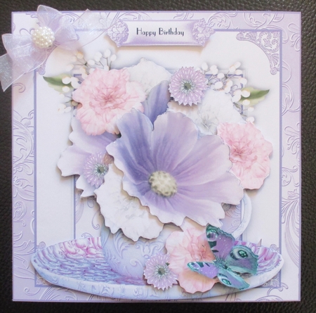 The Mixed Floral Teacup Card Front Kit by Davina Rundle