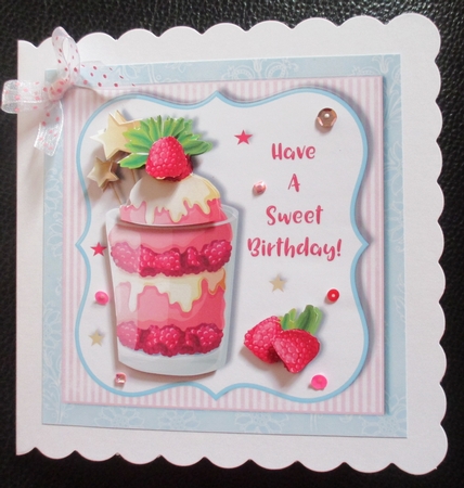 Raspberry sundae ,have a sweet birthday card topper for 6 x 6 cardstock by Davina Rundle