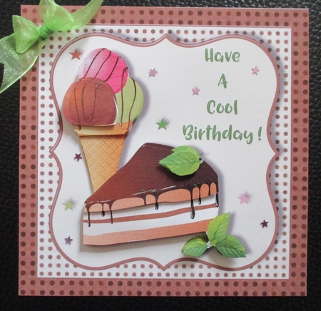 Ice Cream and cake themed birthday card topper for 6 x 6 cardstock by Davina Rundle