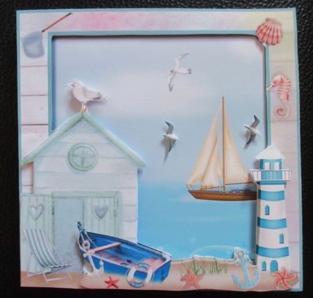 Beach Hut and Boat Frame Card, Birthday,Retirement,Fathers Day by Davina Rundle