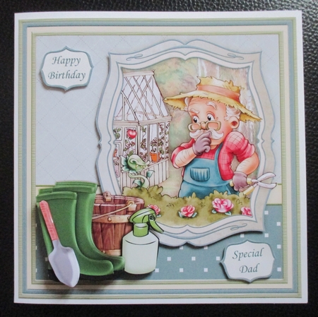 MALE GARDENER GARDENING SURPRISE 8x8 Decoupage Insert & Ages Mini Kit by Davina Rundle