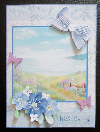 A5 card topper Seascape with floral decoupage by Davina Rundle