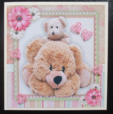 Beautiful Teddies in a Stitched Frame  by Davina Rundle