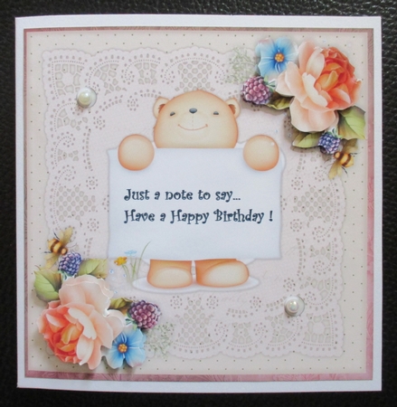 Just a Note    happy Birthday Cute teddie by Davina Rundle