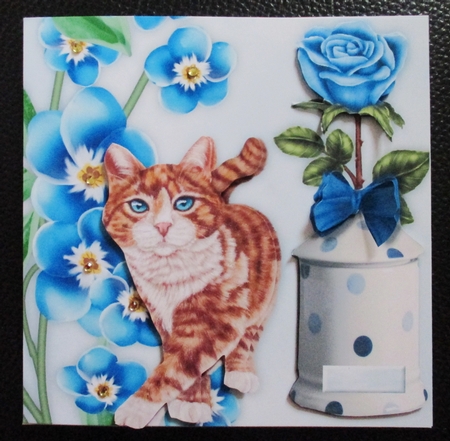 All In One card Cat & Flowers by Davina Rundle