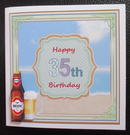 Happy 35th Summers Day Beach Topper by Davina Rundle