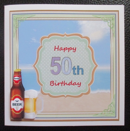 Happy 50th Birthday Summer Days Beach Topper by Davina Rundle