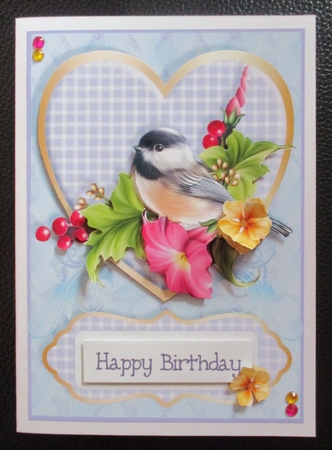 HAPPY HEARTS A5 CARD FRONT Mini-Kit FLOWER BIRD by Davina Rundle