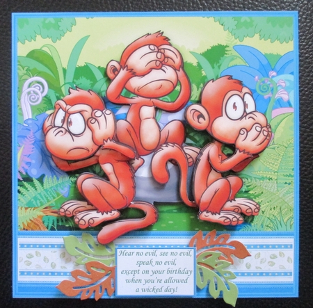 3 WISE MONKEYS OMG HOW OLD 7.5 Humorous Decoupage Mini Kit by Davina Rundle