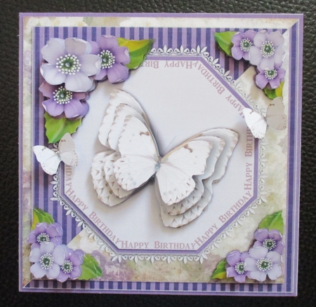 Vintage Lace Flowers Butterfly Birthday Card Kit 1249 by Davina Rundle