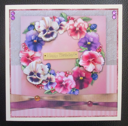 Pansies Wreath Quick Card by Davina Rundle