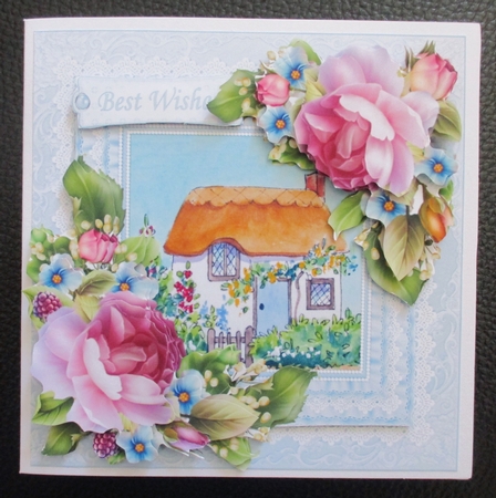 8x8 spring roses with choice of 2 cottage scenesmini kit by Davina Rundle
