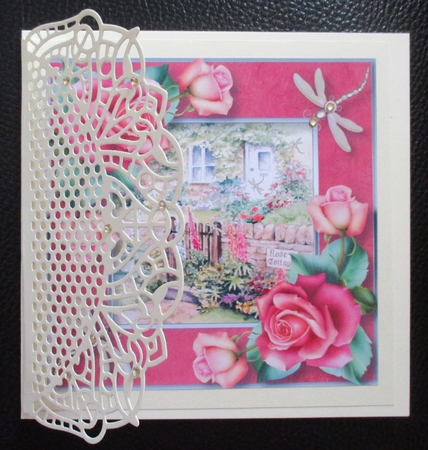 Dragonflies At The Rose Cottage 8x8 by Davina Rundle