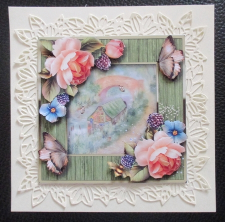 Butterflies At The River Boat 8x8 by Davina Rundle