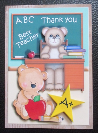 Teacher Thank You Bears 5x7 Card Topper by Davina Rundle