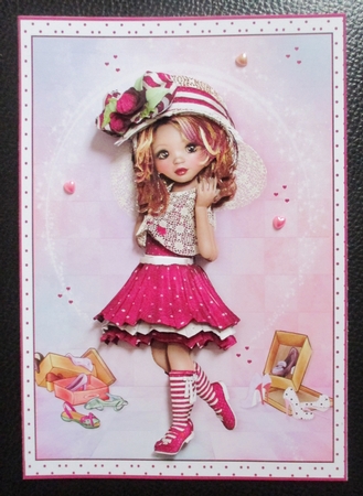 Sweet Little Fashion Girl A5 Card Front & Decoupage by Davina Rundle