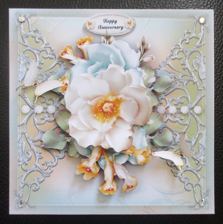 White Roses with Lace Card Mini Kit by Davina Rundle