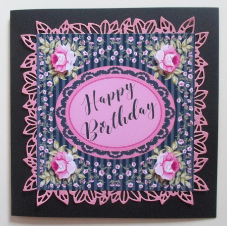 Pink and Black Floral Happy Birthday by Davina Rundle