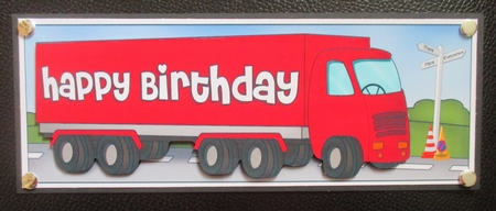 Large DL HAPPY BIRTHDAY HGV Lorry 3D decoupage by Davina Rundle
