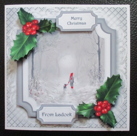 Scenic Christmas - Walking The Puppy by Davina Rundle