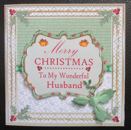 Merry Christmas To My Wonderful Husband Vintage Topper by Davina Rundle