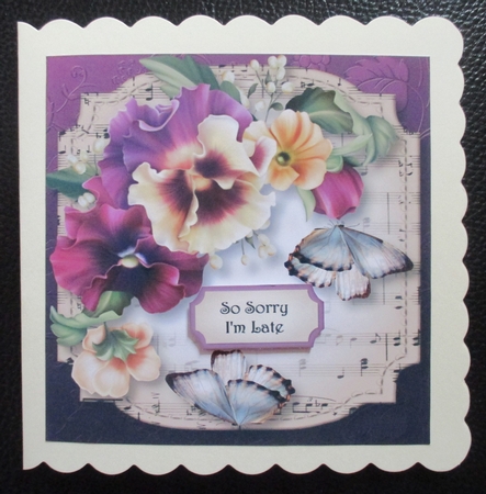 Sheet Music Plaque - Vintage Pansies 8x8 by Davina Rundle