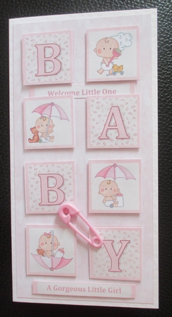 QUICK BIRTH BABY GIRL CARD FRONT by Davina Rundle
