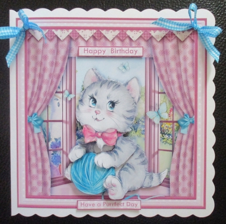 KITTEN IN WINDOW 8x8 Decoupage & Insert Mini Kit by Davina Rundle