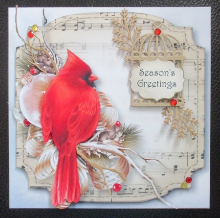 Sheet Music Christmas - Red Cardinal by Davina Rundle