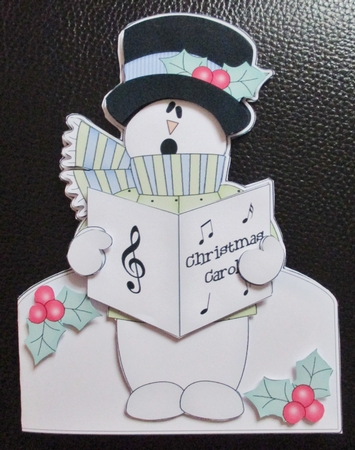 3D Shaped Christmas Card Kit  - Snowman Rio is Carol singing by Davina Rundle
