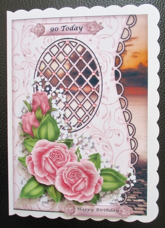 Lattice card Pink Roses by Davina Rundle