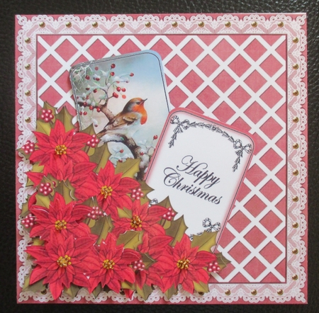 Red Robin Happy Christmas 6inch 2 Card Lattice Step by Step by Davina Rundle