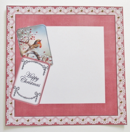 Red Robin Happy Christmas 2 Card Lattice Insert Panel by Davina Rundle