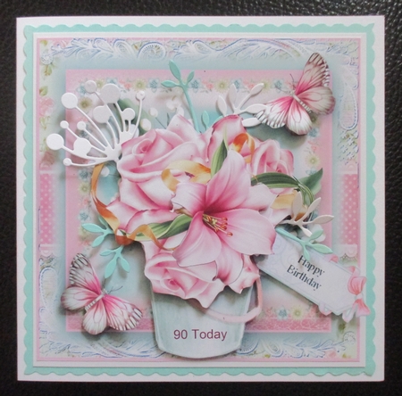 Lilly Rose Bucket Card Front Kit by Davina Rundle