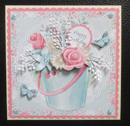 Bucket of Flowers 7x7 Topper by Davina Rundle