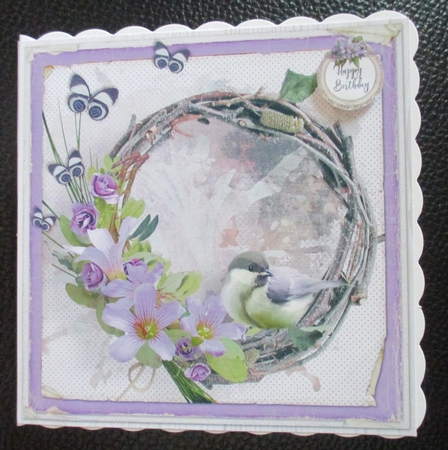 Vintage Wreath Bird Purple 1298 by Davina Rundle