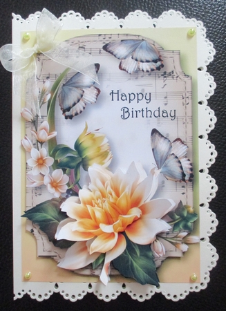Sheet Music & Butterflies - Yellow Dahlia by Davina Rundle