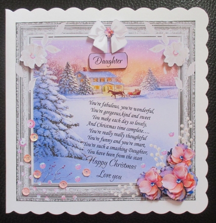 DAUGHTER PRETTY CHRISTMAS SCENE WITH LOVELY VERSE by Davina Rundle