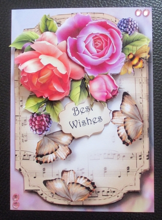 Sheet Music & Butterflies - English Roses by Davina Rundle