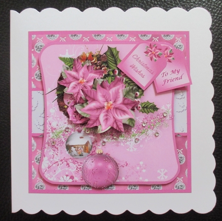 Pink Poinsettias - Decoupage Card Mini Kit by Davina Rundle
